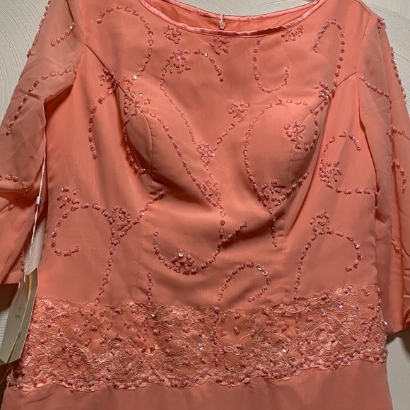 TS Couture LanTing Bridal Coral Sequin Bodice Mother of the Bride Dress - Picture 8 of 17